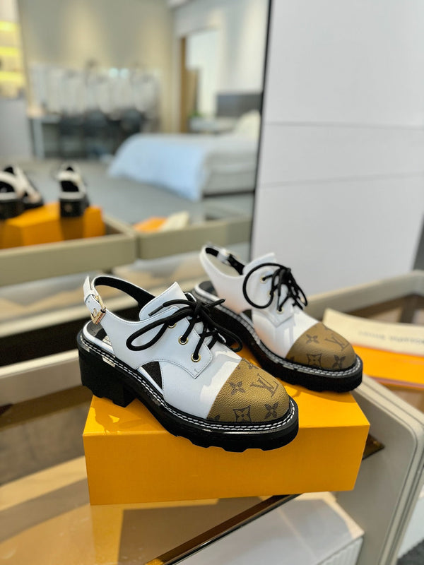 LV Platform Sandal Derbies White Monogram Calfskin 893568