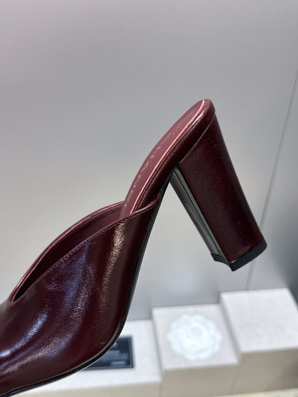 CC Cap Toe Mules 90mm Burgundy Patent Leather 896856