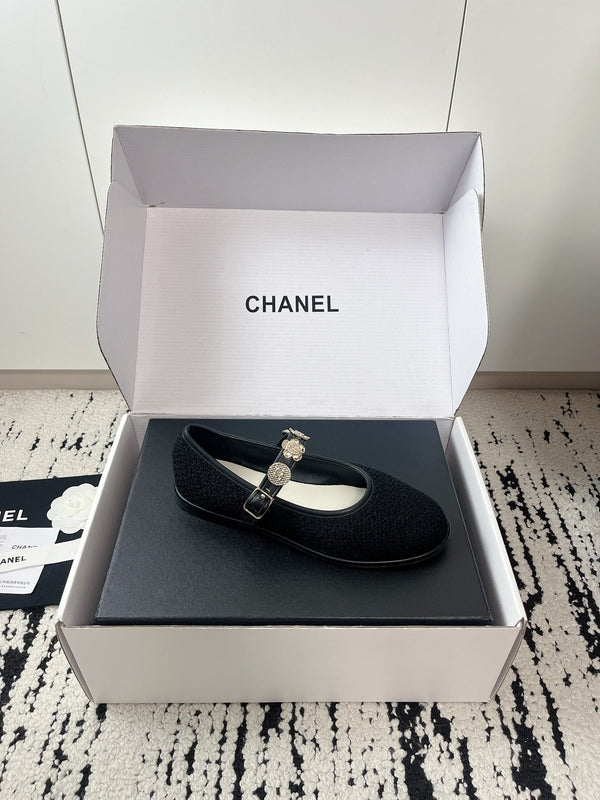 CC 26A Charm Mary Jane Ballet Flats Black Tweed 900755
