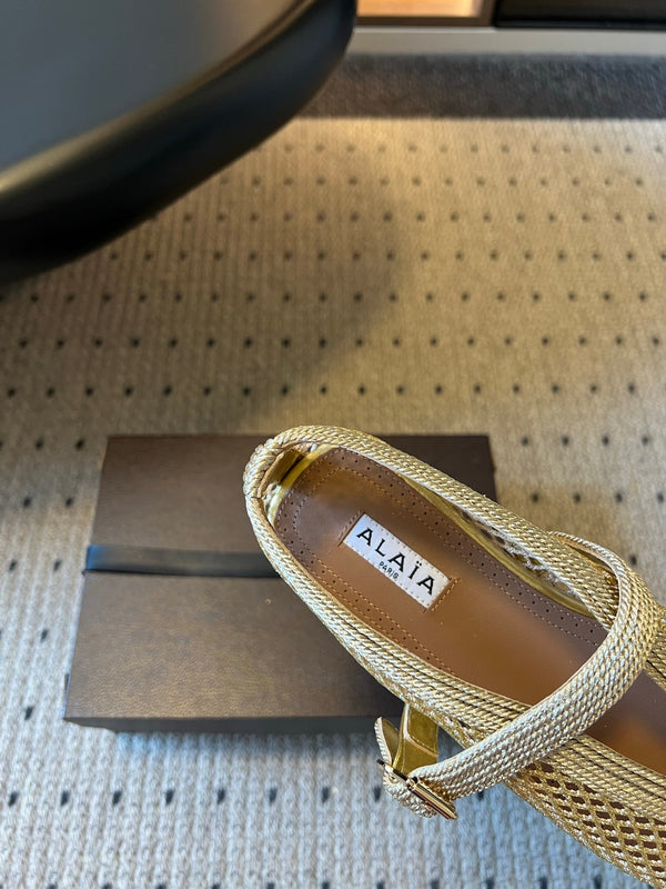 Alaia 26ss Fishnet Ballet Flats Mesh