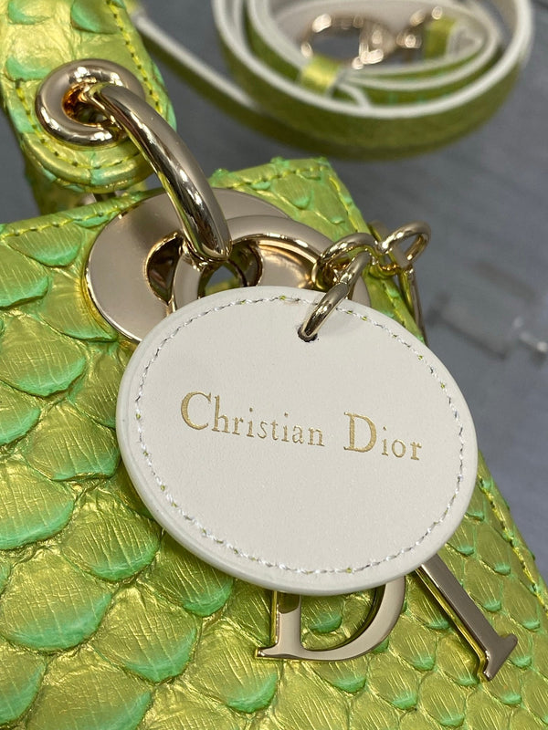 CD Mini Lady Dior Bag 17cm Green Snakeskin Leather GHW 159994