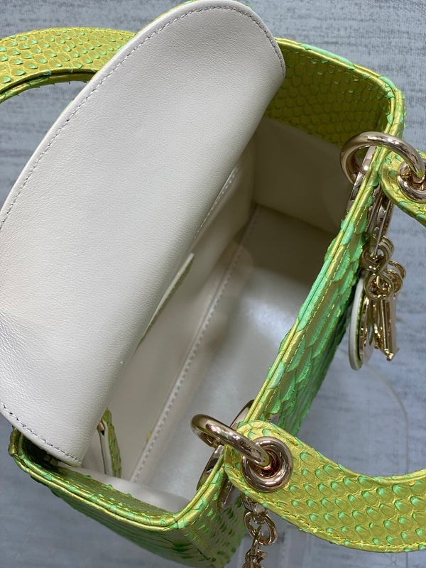 CD Mini Lady Dior Bag 17cm Green Snakeskin Leather GHW 159994