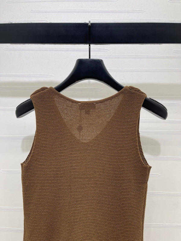CC Ruffled V-Neck Knit Top Polyester 406486
