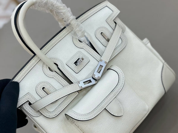 HM Birkin Cargo 25CM Handbag Cream Swift Canvas
