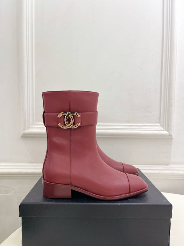 CC Double C Ankle Boots 3.5CM Burgundy Leather 946900