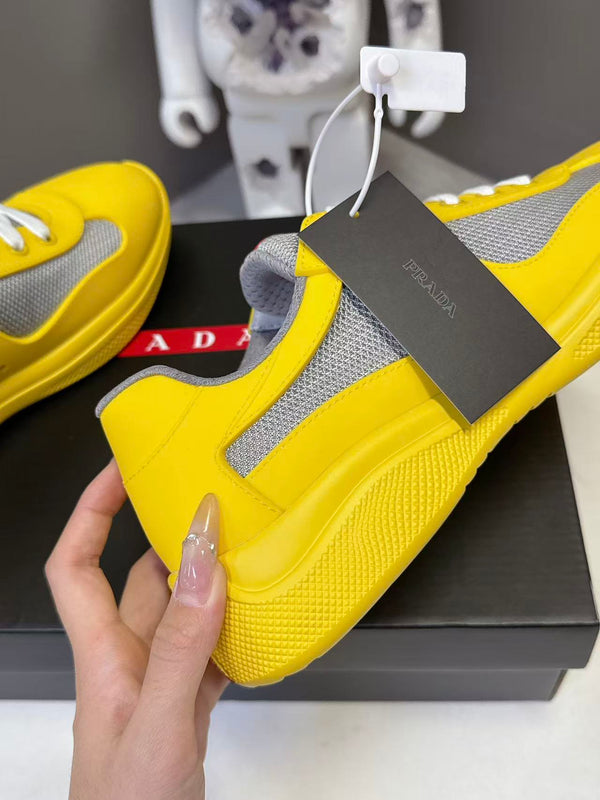 Prad America's Cup Logo Tag Sneakers Yellow Soft Rubber & Bike Fabric 951919