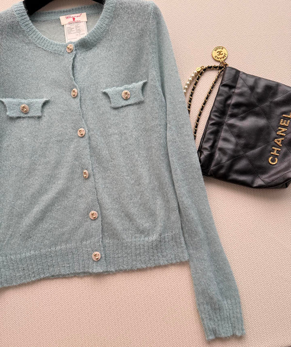 CC Round-Neck Cardigan Gold Buttons Knit 417876