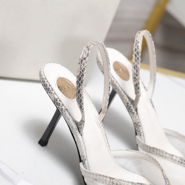 YSL Folie Slingback Pumps 6.5cm White Mesh Black Leather 961599
