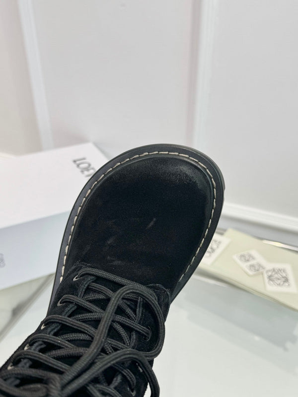LW Sierra Combat Ankle Boots Black Suede 984780