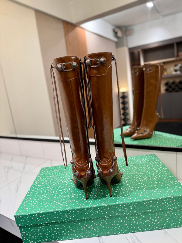 BLC Cagole Knee-High Boots 9.5cm Brown Leather 985497