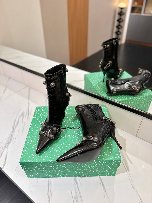 BLC Cagole Mid-Calf Boots 9.5cm Black Leather 985489