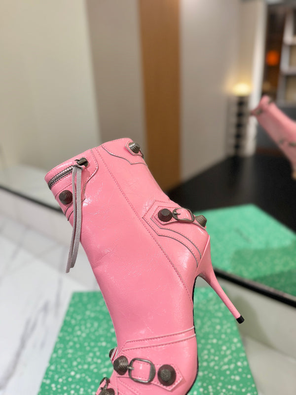 BLC Cagole Mid-Calf Boots 9.5cm Pink Leather 985483