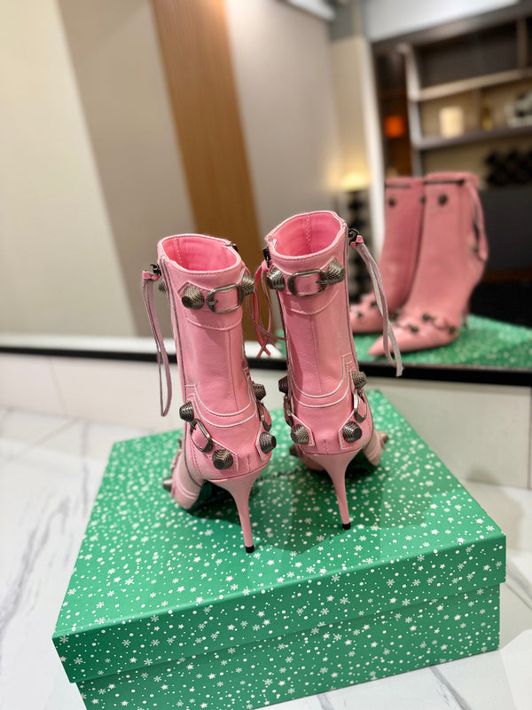 BLC Cagole Mid-Calf Boots 9.5cm Pink Leather 985483