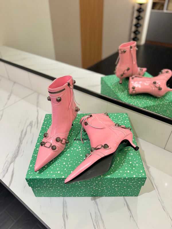 BLC Cagole Mid-Calf Boots 5cm Pink Leather 985478