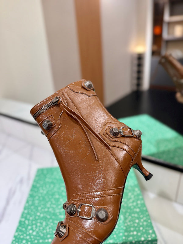 BLC Cagole Mid-Calf Boots 5cm Brown Leather 985474