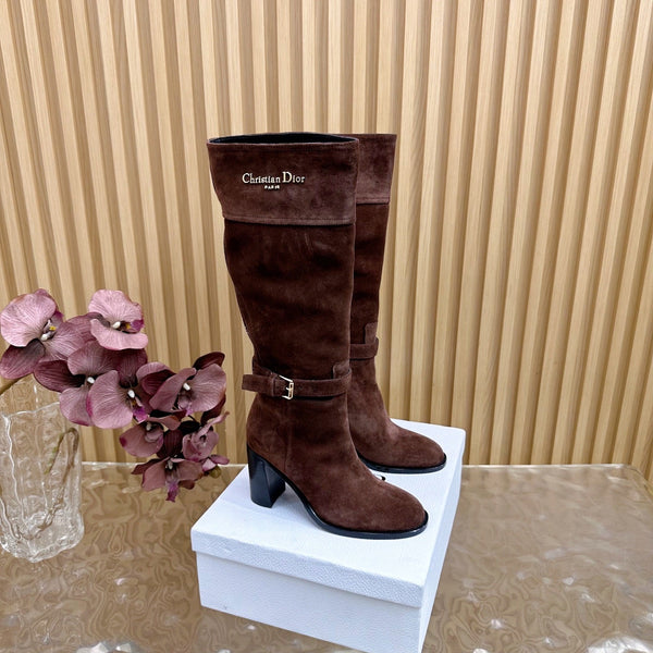 CD D-Town Heeled Knee-High Boots Chocolate Brown Suede 955999