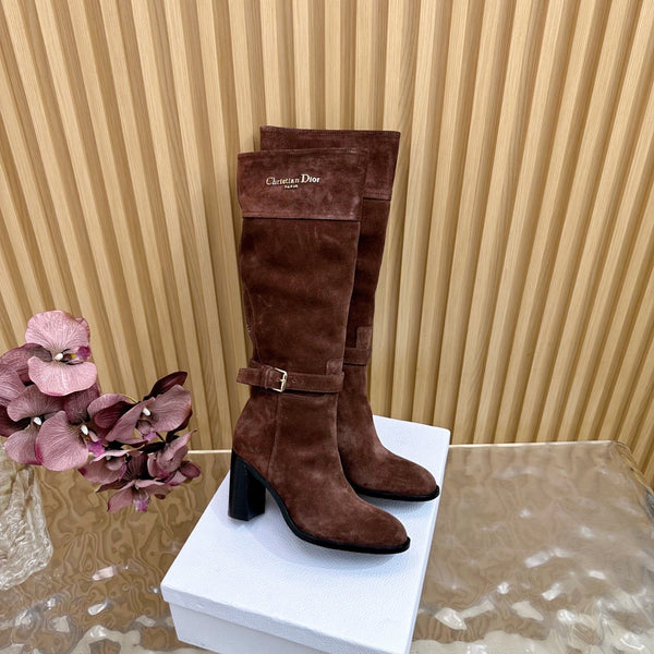 CD D-Town Heeled Knee-High Boots Chocolate Brown Suede 955999