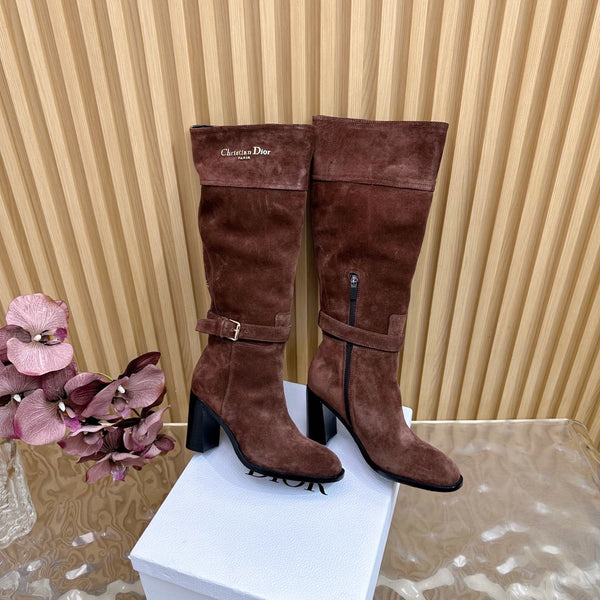 CD D-Town Heeled Knee-High Boots Chocolate Brown Suede 955999