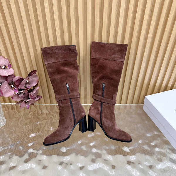 CD D-Town Heeled Knee-High Boots Chocolate Brown Suede 955999