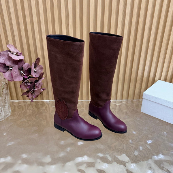 CD 26s Knee-High Boots Burgundy Suede Leather 955993