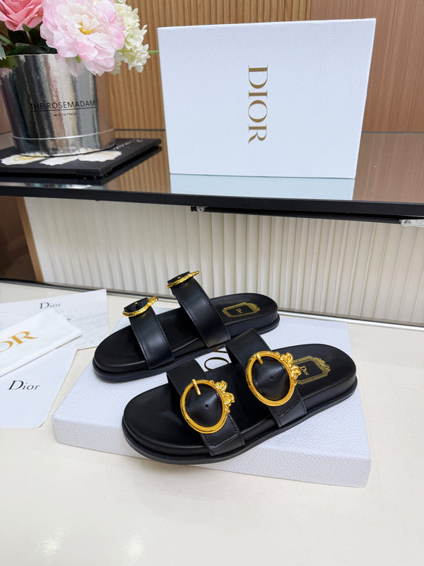 CD Médaillon Buckle Slide Black Leather 987051