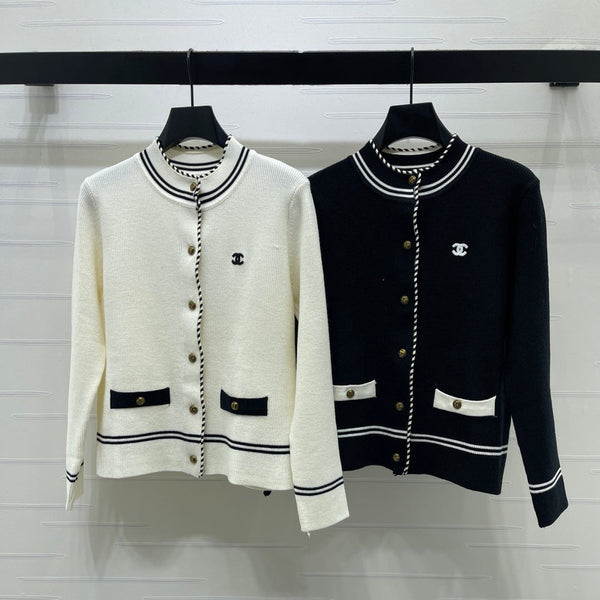 CC 26s Small Stand Collar Knit Long Sleeve Cardigan Wool 423886