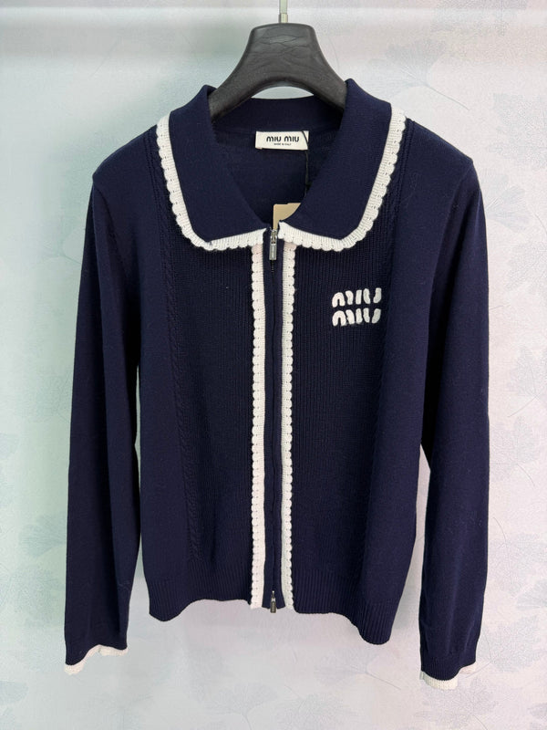 Miu Knit Zip-Up Cardigan Wool 426087