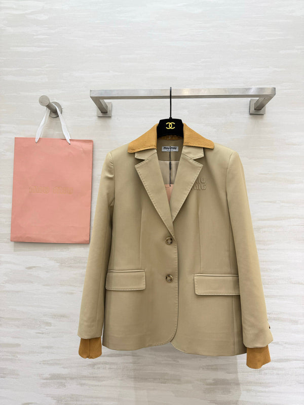 Miu Tailored Blazer Knit Collar Cuffs 427472