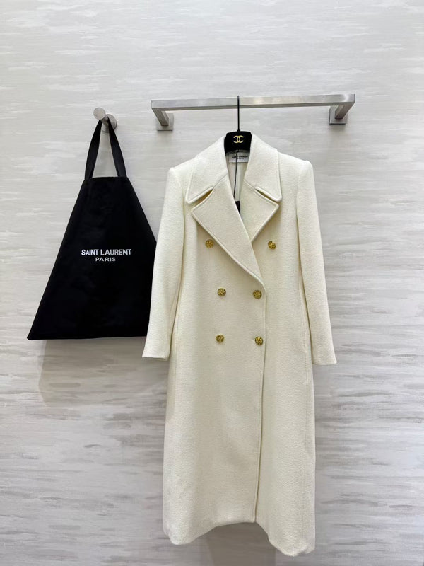 YSL Double-Breasted Coat Wool 427452