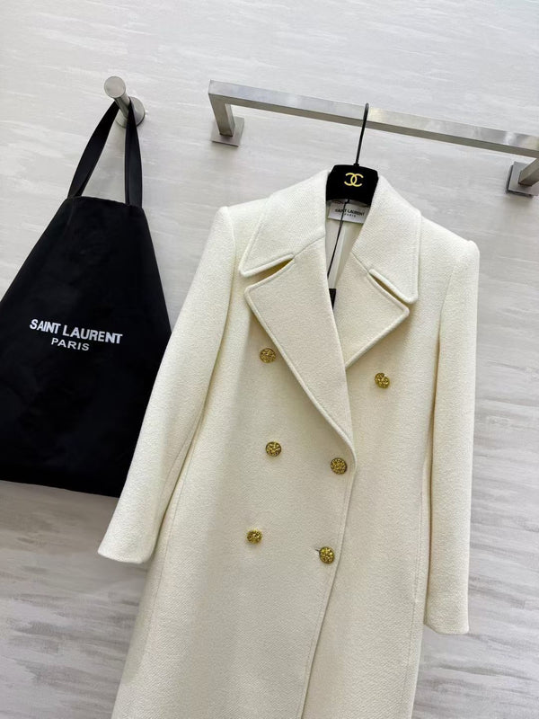 YSL Double-Breasted Coat Wool 427452