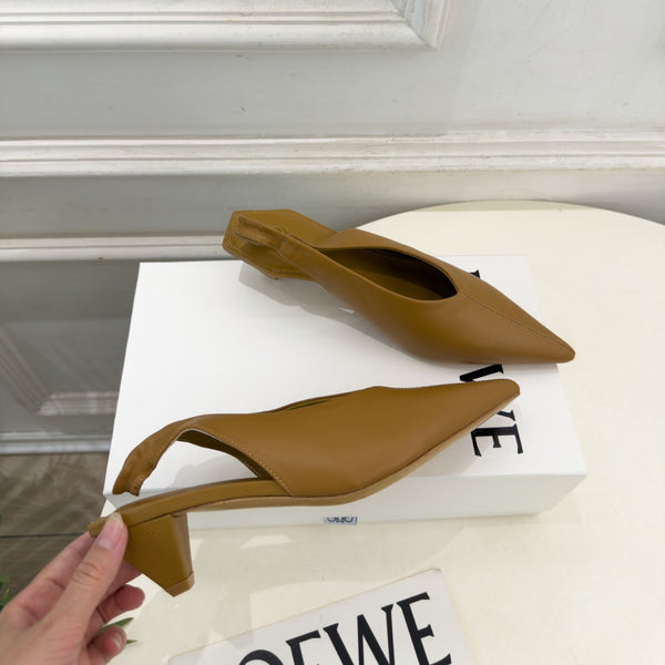 LW 26S Origami Slingback Pumps 4.5cm Brown Leather 111587