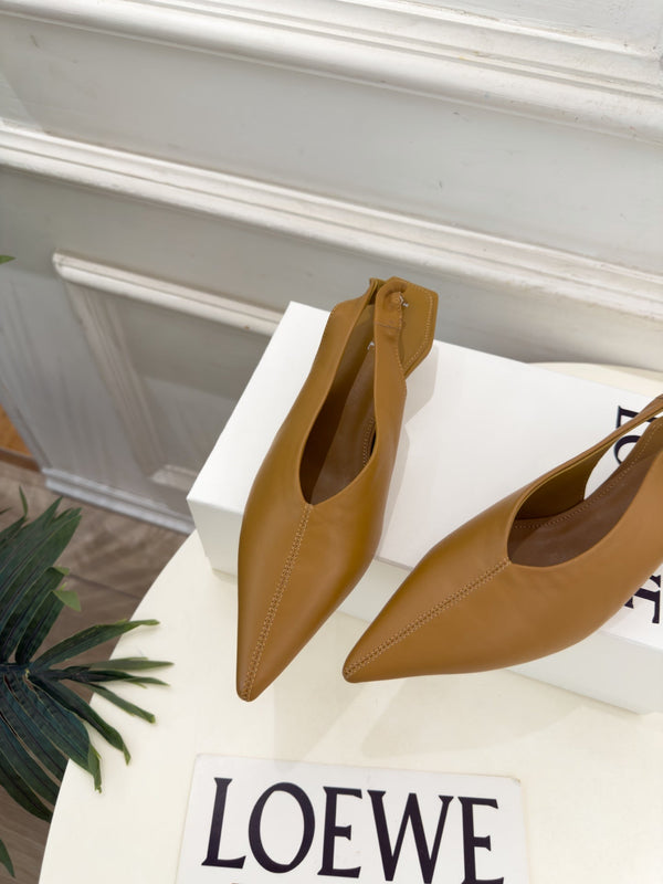 LW 26S Origami Slingback Pumps 4.5cm Brown Leather 111587