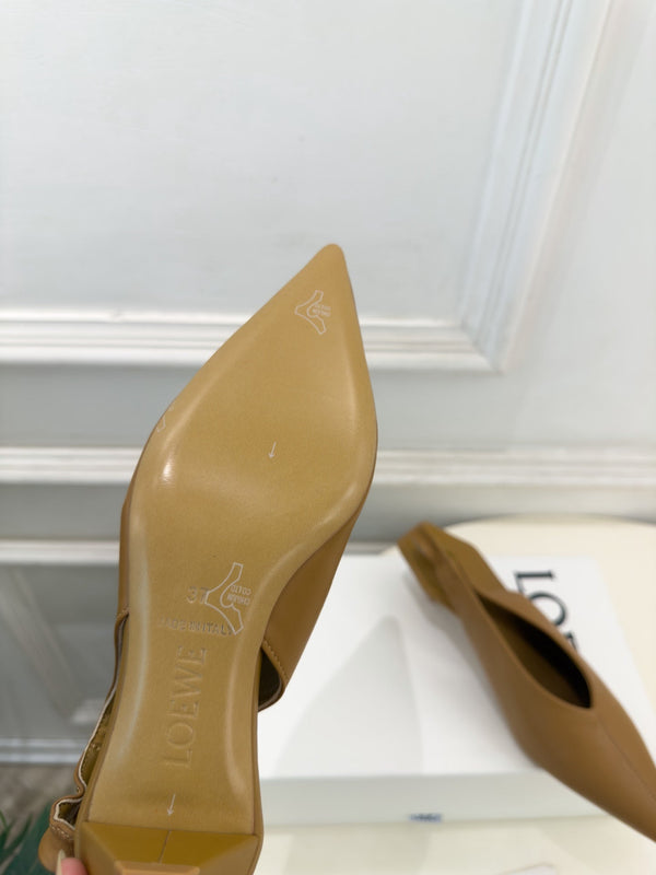 LW 26S Origami Slingback Pumps 4.5cm Brown Leather 111587