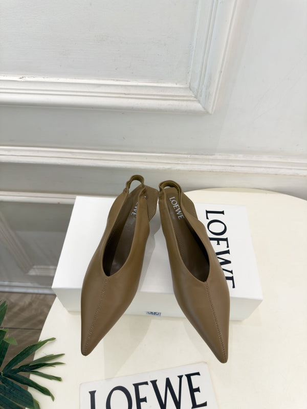 LW 26S Origami Slingback Pumps 4.5cm Dark Brown Leather 111586