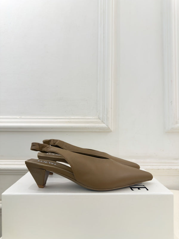 LW 26S Origami Slingback Pumps 4.5cm Dark Brown Leather 111586