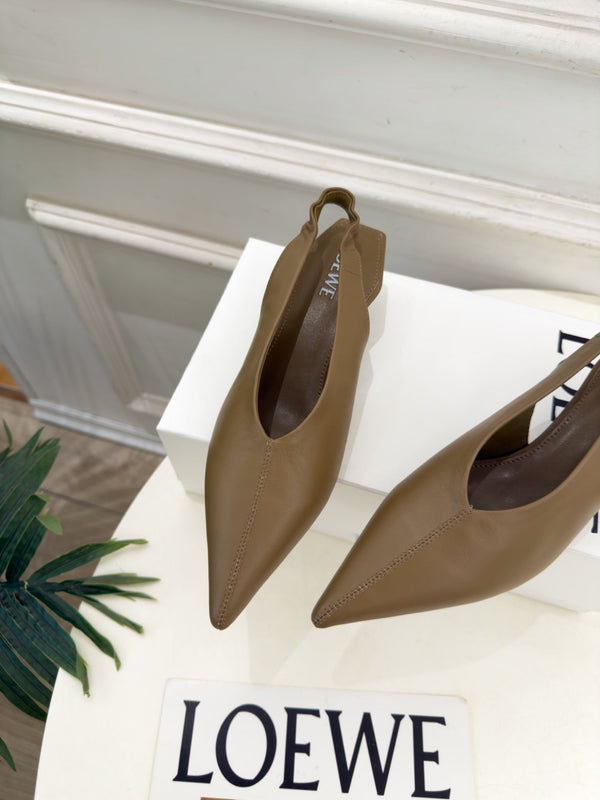 LW 26S Origami Slingback Pumps 4.5cm Dark Brown Leather 111586