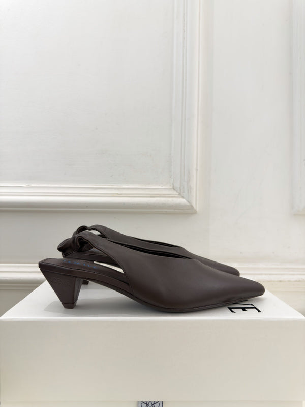 LW 26S Origami Slingback Pumps 4.5cm Chocolate Leather 111585