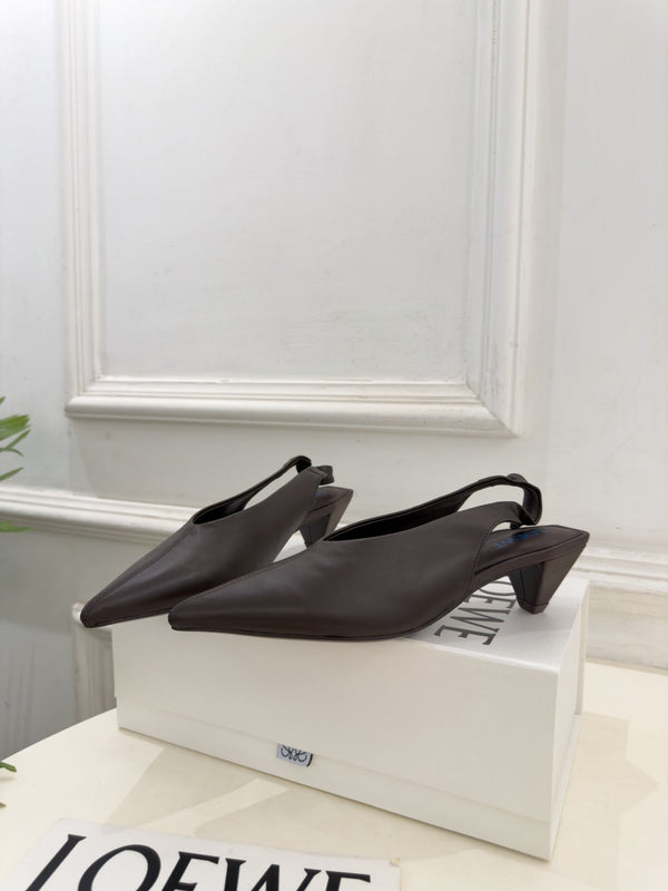 LW 26S Origami Slingback Pumps 4.5cm Chocolate Leather 111585