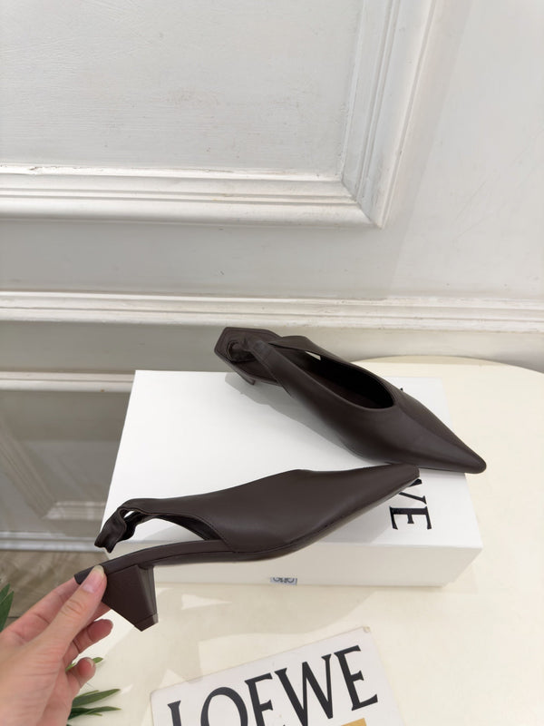 LW 26S Origami Slingback Pumps 4.5cm Chocolate Leather 111585