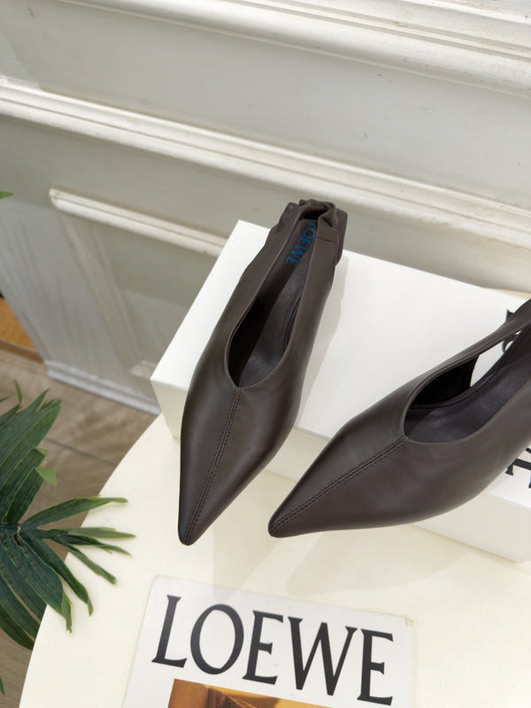 LW 26S Origami Slingback Pumps 4.5cm Chocolate Leather 111585