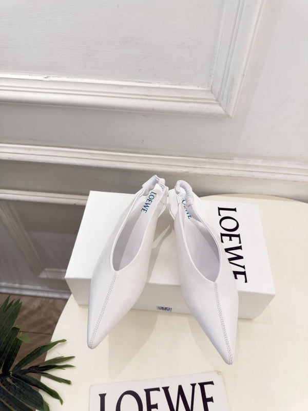 LW 26S Origami Slingback Pumps 4.5cm White Leather 111583