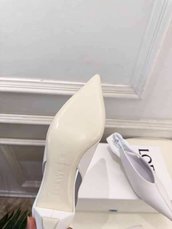 LW 26S Origami Slingback Pumps 4.5cm White Leather 111583