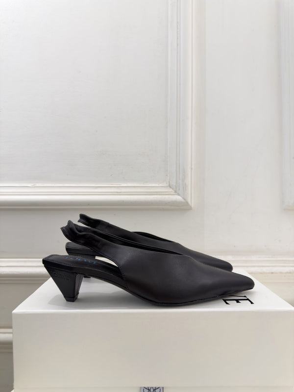LW 26S Origami Slingback Pumps 4.5cm Black Leather 111582