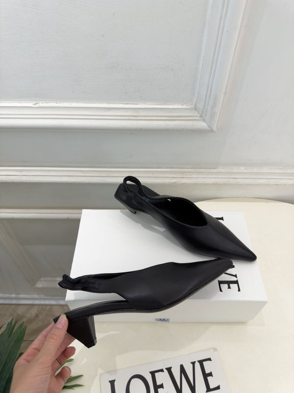 LW 26S Origami Slingback Pumps 4.5cm Black Leather 111582