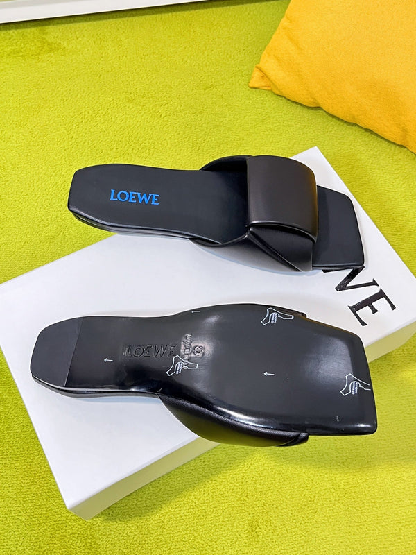 LW 26S Origami Slide Sandals Black Leather 137669