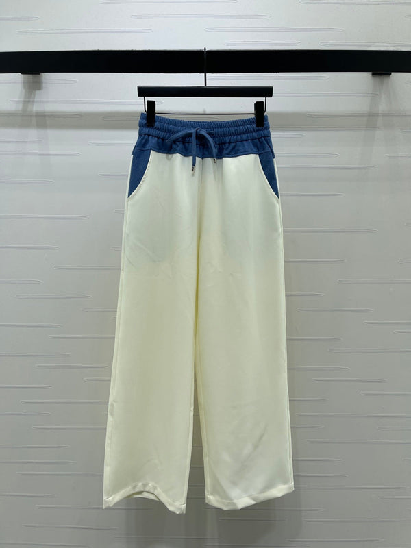 CC 26S Wide-Leg Trousers Denim Waistband Drawstring Polyester 433220