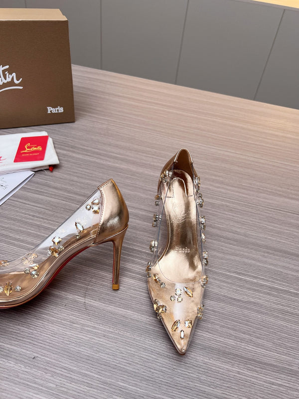 CL 26S Degraqueen Pumps 8.5cm Crystal Gold PVC 140667