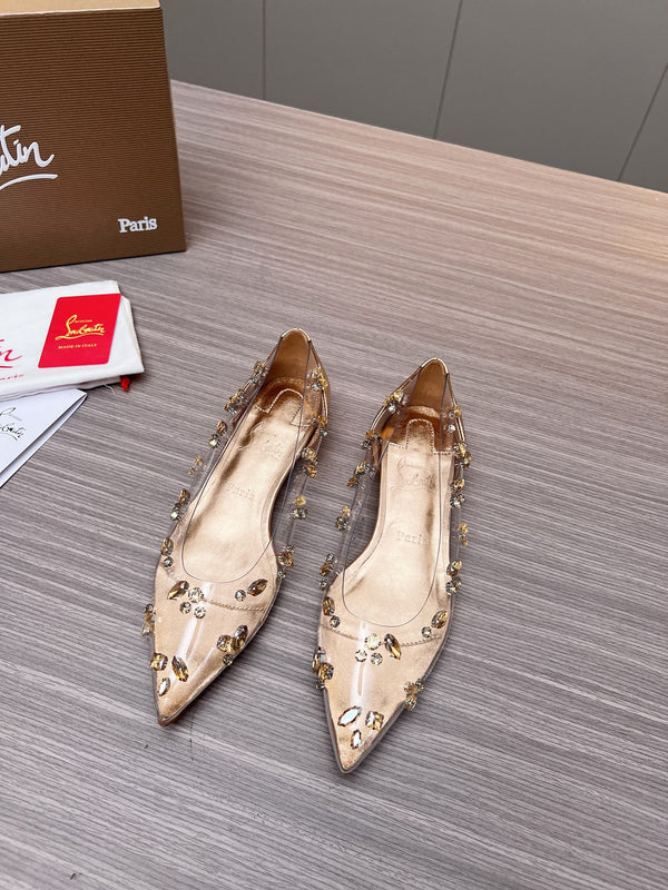 CL 26S Degraqueen Ballet Flats Crystal Gold PVC 140665