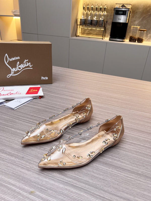 CL 26S Degraqueen Ballet Flats Crystal Gold PVC 140665