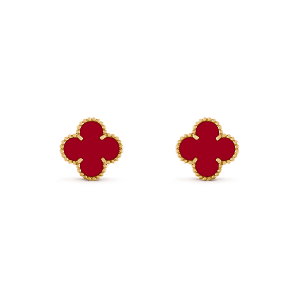 CLOVER MEDIUM CARNELIAN PINK GODL EARRINGS